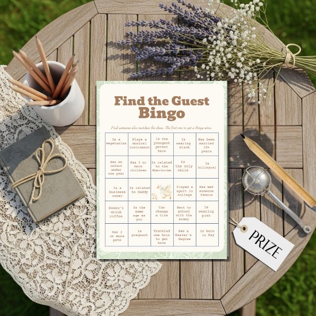 A SIlly Goose Green Find The Guest Bingo Card Inbjudningar (A SIlly Goose Green Find The Guest Bingo Card)