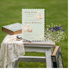 A Silly Goose is Almost Loose green Baby Shower Inbjudningar