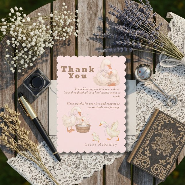 A Silly Goose Pink Baby shower Tack Kort (A Silly Goose Pink Baby shower Thank You Card)