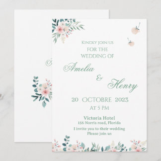A simple watercolor wedding invitation card inbjudningar