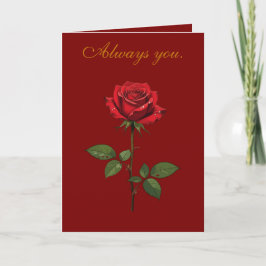 A Single Red Rose With Morning Dew Kort