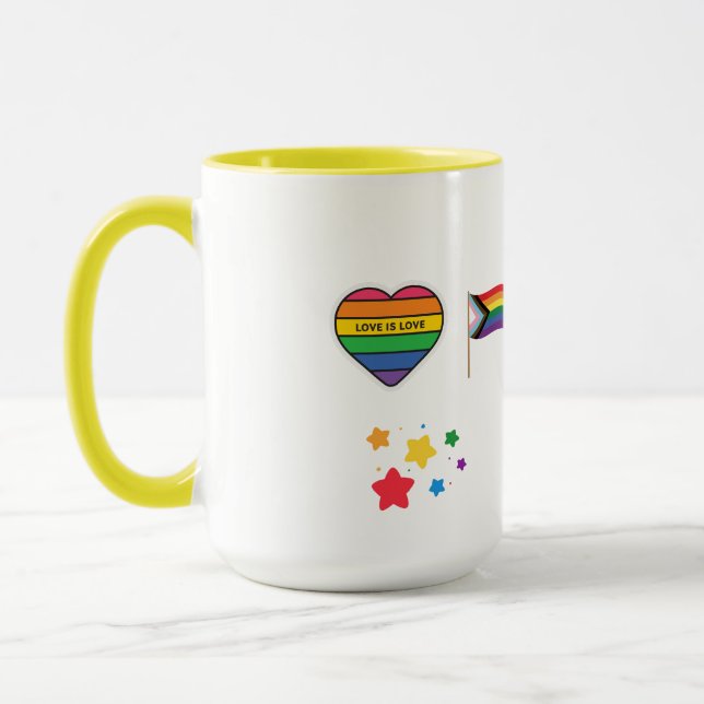 A SIP OF PRIDE, LGBTQ HAPPY TO BE ME CERAMIC MUG MUGG (Vänster)