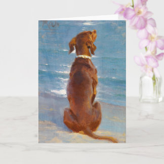 A sitting brown dog by P.S. Kroyer Kort