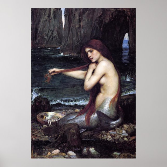 A Sjöjungfru av J W Waterhouse, 1901 Poster (Framsidan)