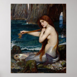 "A Sjöjungfru" av John William Waterhouse poster