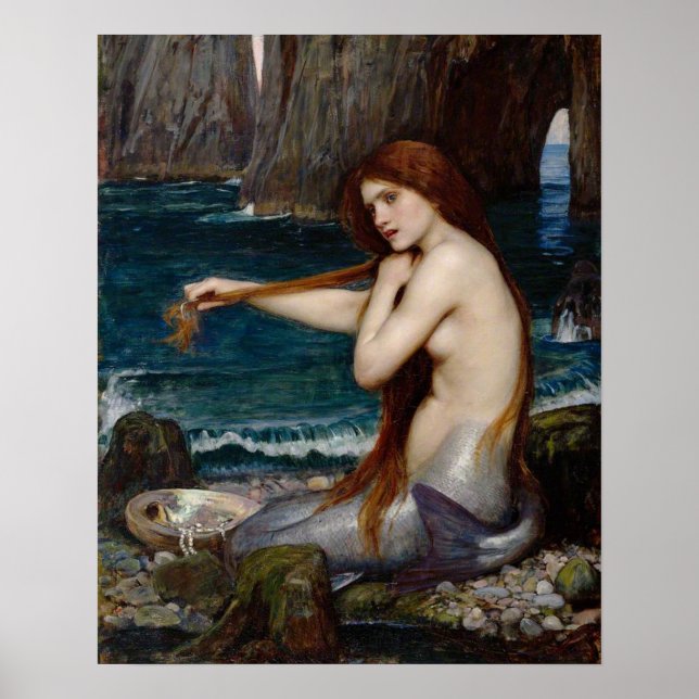 "A Sjöjungfru" av John William Waterhouse poster (Framsidan)