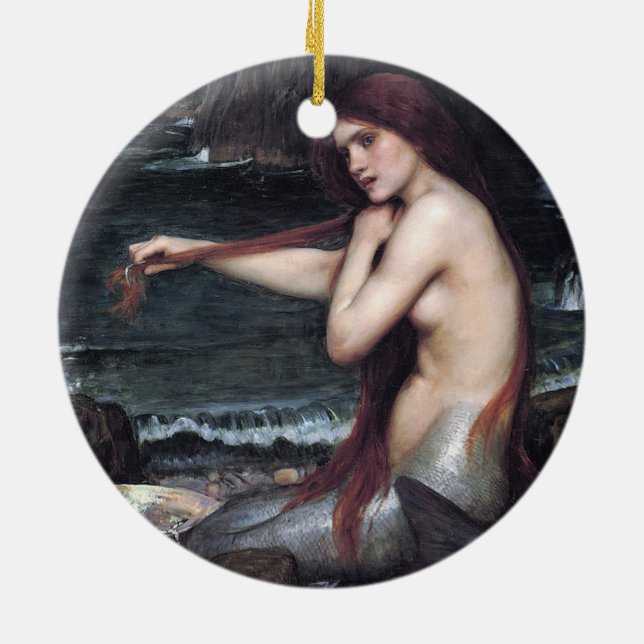 A Sjöjungfru John William Waterhouse Mythological Julgransprydnad Keramik (Baksidan)