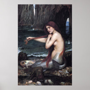 A Sjöjungfru John William Waterhouse Mythological Poster