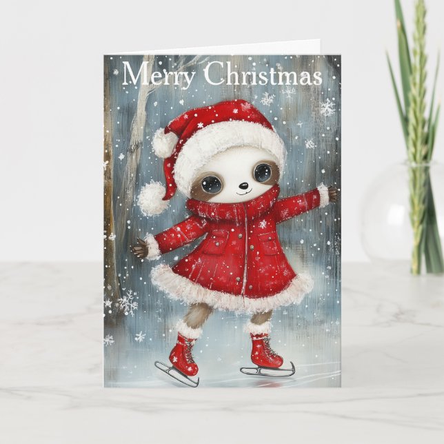 A Sloth Ice Skating Helgkort (Framsida)