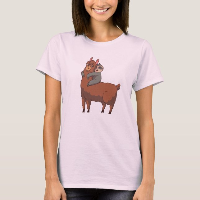 A Sloth Riding a Llama T Shirt (Framsida)