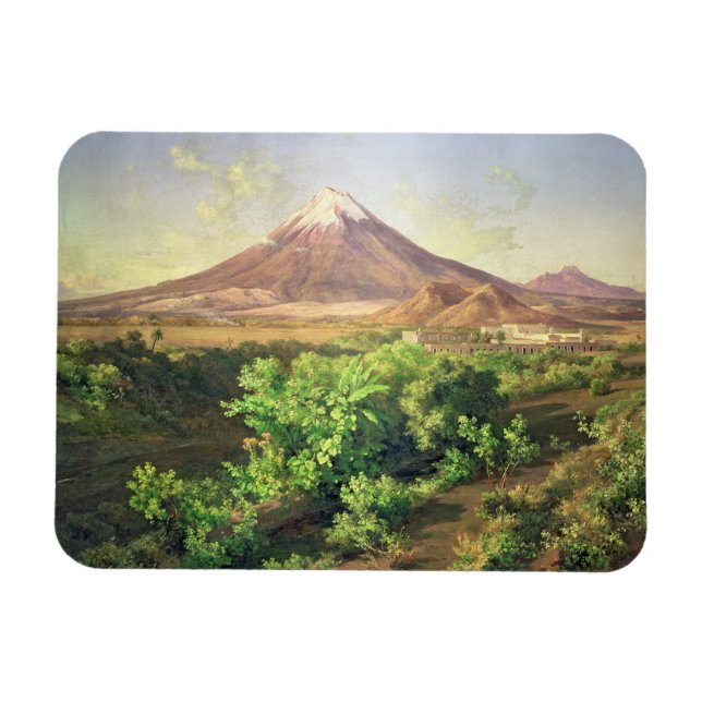 A Small Volcano in Mexican Countryside, 1887 (olja Magnet (Horisontell)