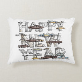 a smart happy new year design for cars lovers prydnadskudde