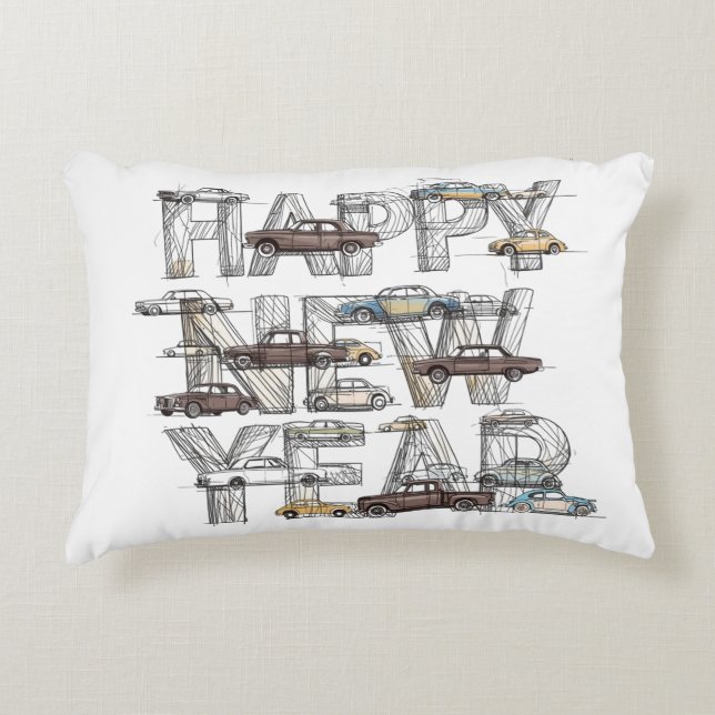 a smart happy new year design for cars lovers  prydnadskudde (Framsidan)