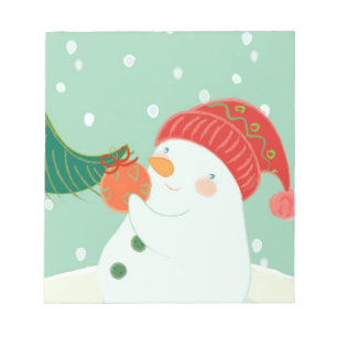 A snögubbe hängde en ornament på träd anteckningsblock
