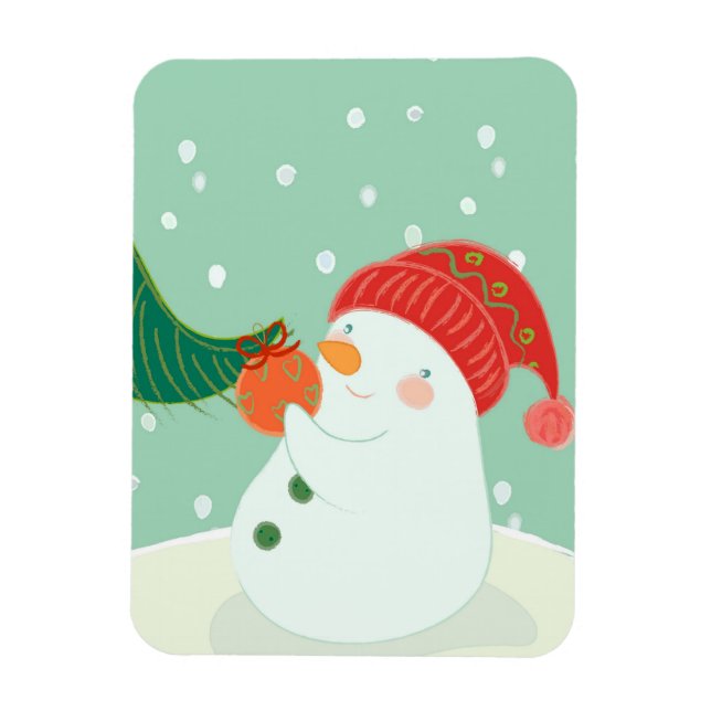 A snögubbe hängde en ornament på träd magnet (Vertikal)