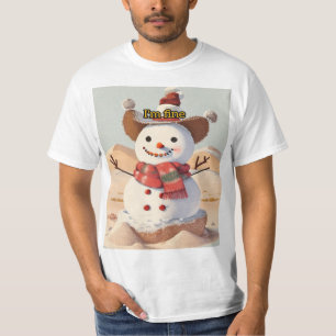 A snögubbe i mitten i öknen, ensam, smil t shirt