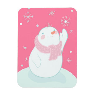 A snögubbe som når en sjunkande snöflake magnet
