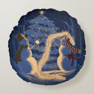 A Snowman Christmas Rund Kudde