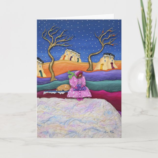 A Snowy Natt - Lodrät Helgkort (Framsida)