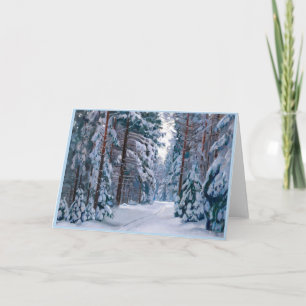 A Snowy Väg i skogen, vinter Kort