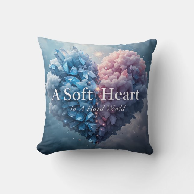 A Soft Heart in a Hard World Throw Pillow Kudde (Framsida)