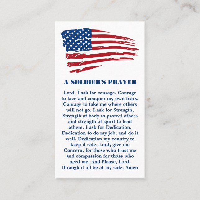 A Soldiers Prayer Military Patriotic American Flag Visitkort (Framsida)