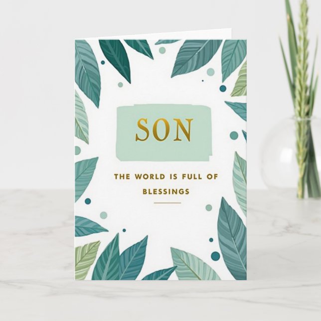 A Son Cherished Message Card Kort (Framsida)