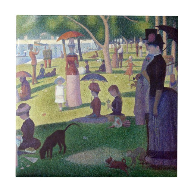 A Söndag eftermiddag om La Grande Jatte av Seurat Kakelplatta (Framsidan)