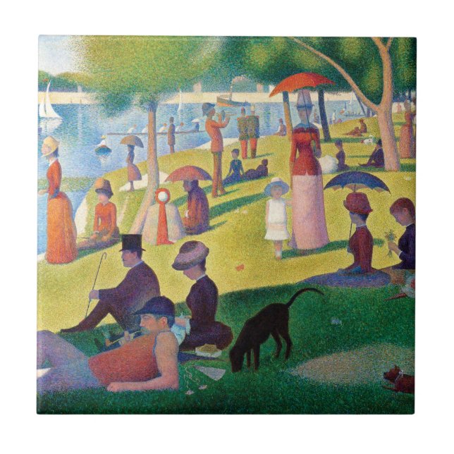 A Söndag eftermiddag om La Grande Jatte av Seurat Kakelplatta (Framsidan)