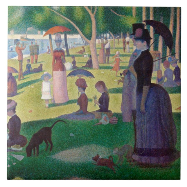 A Söndag eftermiddag vid La Grande Jatte, Seurat Kakelplatta (Framsidan)
