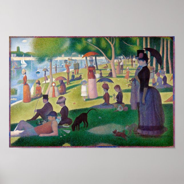 A Söndag eftermiddag vid La Grande Jatte, Seurat Poster (Framsidan)