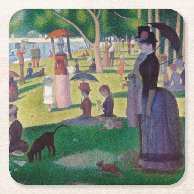 A Söndag eftermiddag vid La Grande Jatte, Seurat Underlägg Papper Kvadrat (Framsidan)