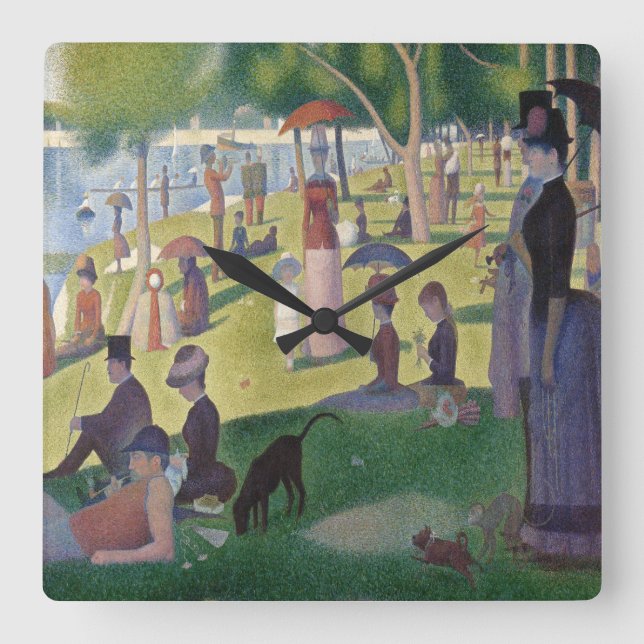 A Söndag om La Grande Jatte av Georges Seurat Fyrkantig Klocka (Framsida)