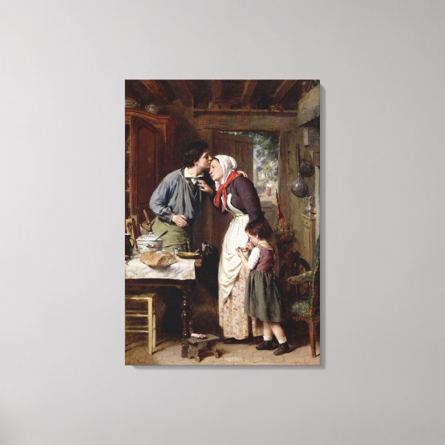 A Son's Devotion, 1868 (olja på canvas) Canvastryck (Framsida)