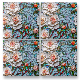 A Söt Faux Mosaic-Blommönstret Kakelplatta