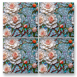 A Söt Faux Mosaic-Blommönstret Kakelplatta