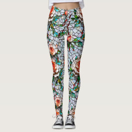A Söt Faux Mosaic-Blommönstret Leggings