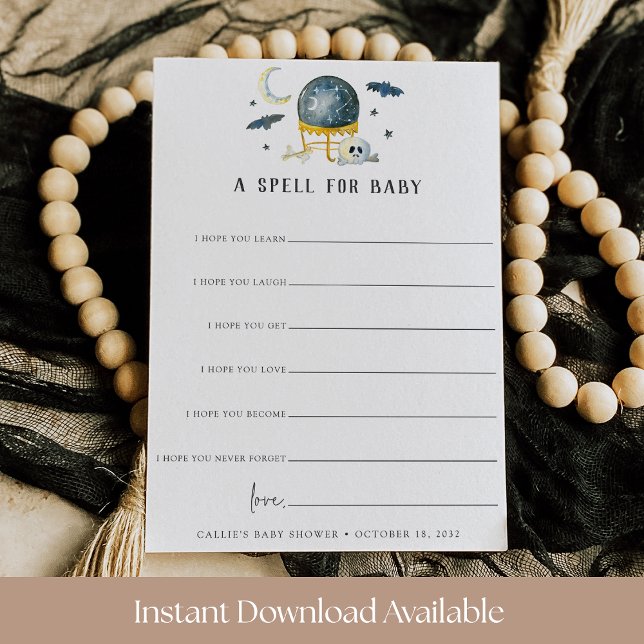 A Spell for Baby Halloween Baby Shower Wishes Card Inbjudningar (Skapare uppladdad)