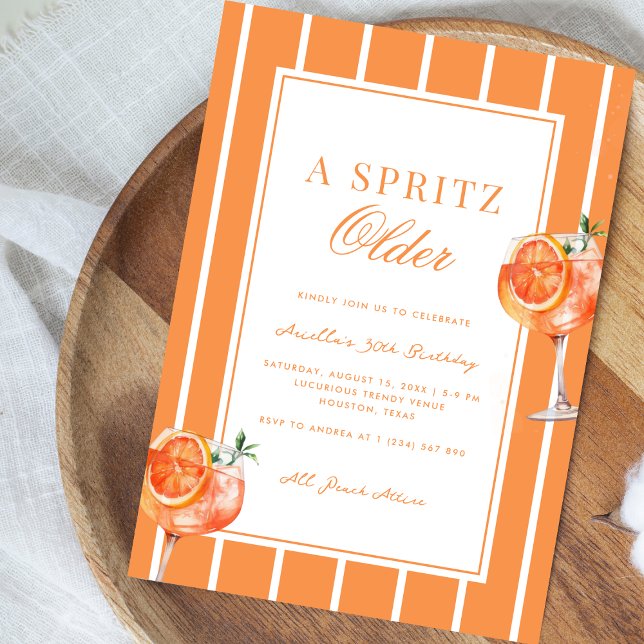 A Spritz Older Peach Cocktail 30års födelsedag Par Inbjudningar (Skapare uppladdad)
