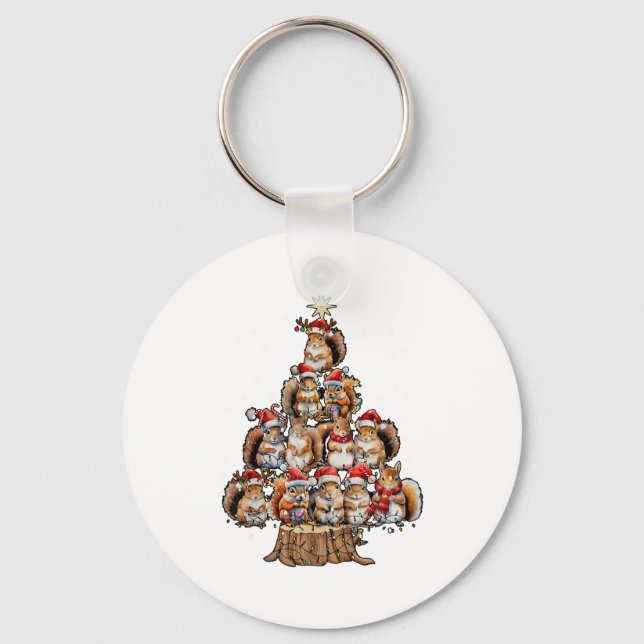 A Squirrel Christmas Tree Lights Forest Animal Lov Nyckelring (Framsida)