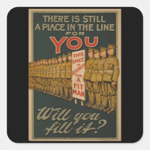 A Ställe åt DIG - Vintage England Krig Fyrkantigt Klistermärke