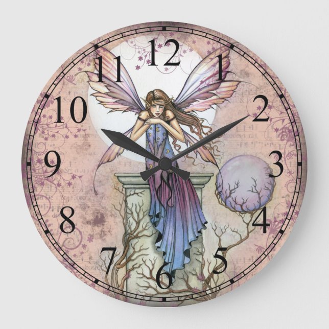 A Ställe till Tänka Fairy Art Wall Clock Stor Klocka (Framsida)