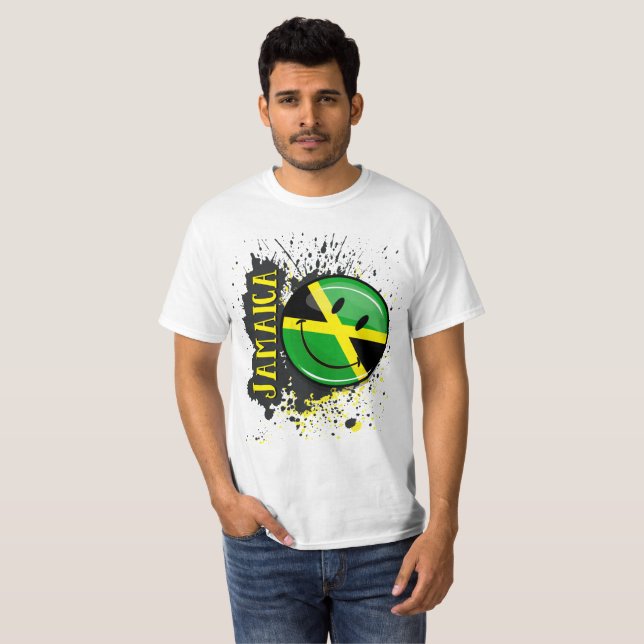 A Stänk i Jamaica Smiling Flagga T-shirt (Hel framsida)