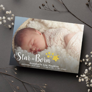 A Star är Born Birth Photo Announcement Postcard Meddelande Vykort