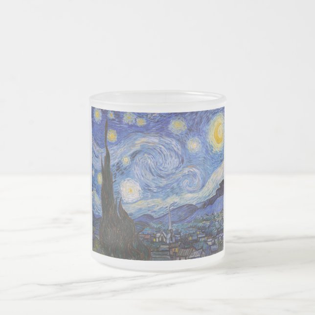 A Starry Night: Saint Remy av Vincent Van Gogh Frostad Glasmugg (Center)