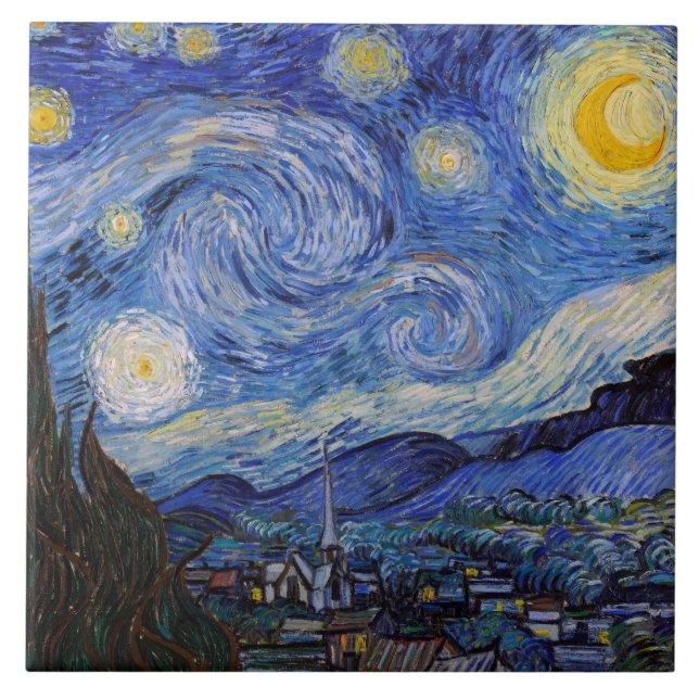 A Starry Night: Saint Remy av Vincent Van Gogh Kakelplatta (Framsidan)