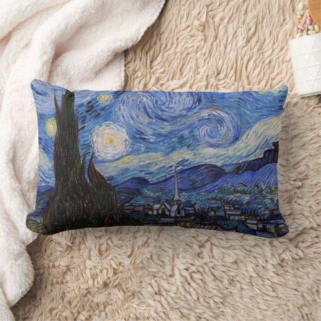 A Starry Night: Saint Remy av Vincent Van Gogh Lumbarkudde (Filt)