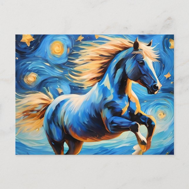 A Starry Night Van Gogh Horse Postcard Vykort (Framsida)