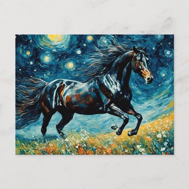A Starry Night Van Gogh Horse Postcard Vykort (Framsida)