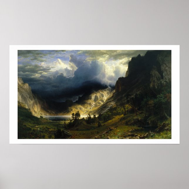 A Storm i Rocky mountains, Bierstadt Poster (Framsidan)